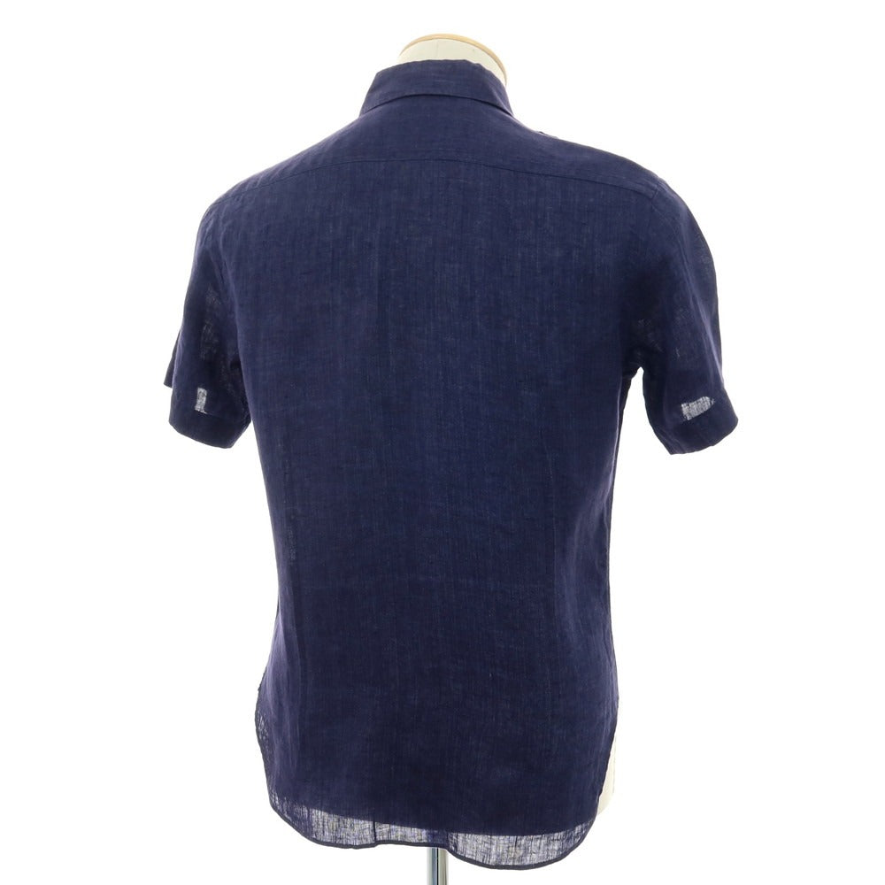 【中古】バルバ ダンディライフ BARBA DANDY LIFE リネン 半袖シャツ ライトネイビー【サイズ36】【 状態ランクB 】【 メンズ 】