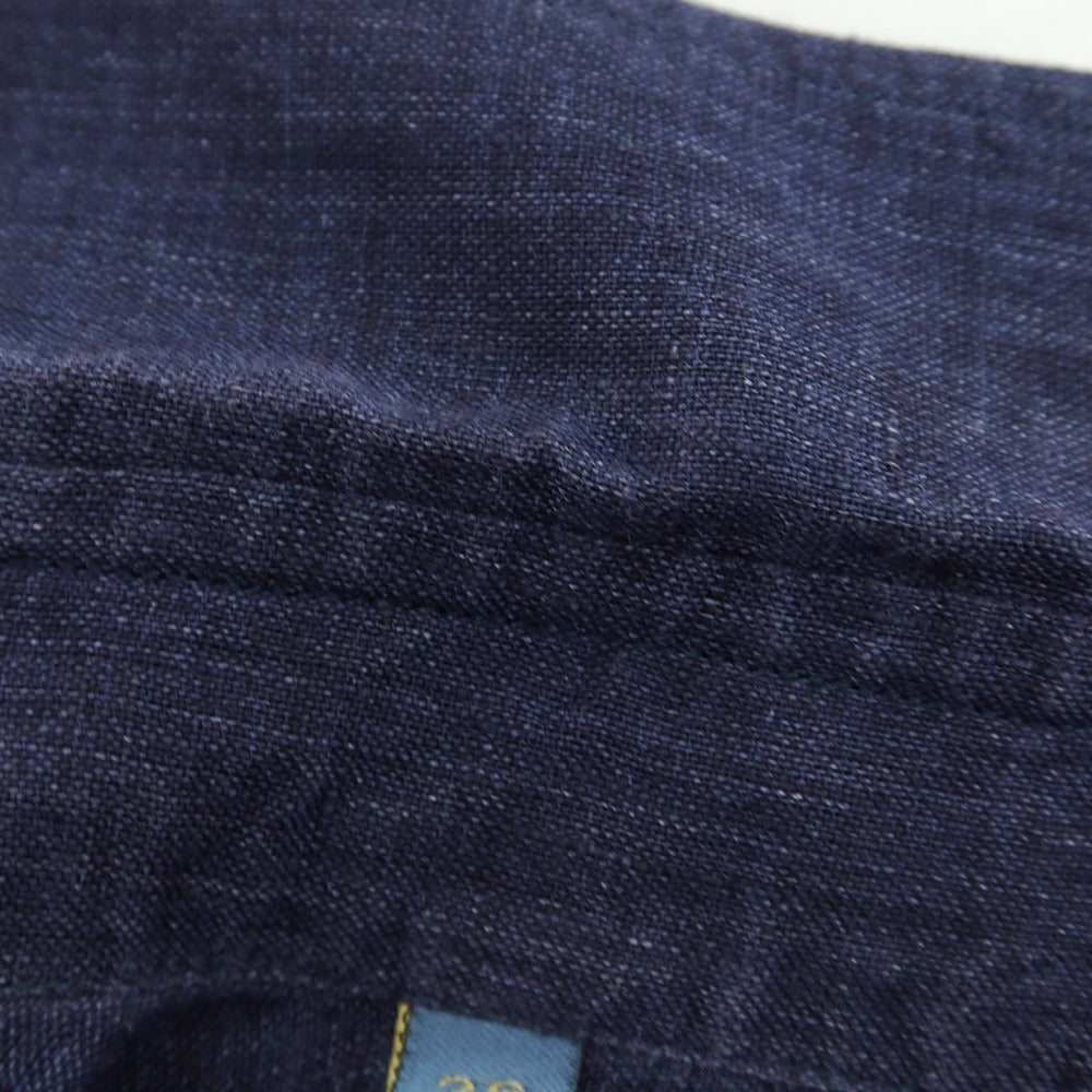 【中古】バルバ ダンディライフ BARBA DANDY LIFE リネン 半袖シャツ ライトネイビー【サイズ36】【 状態ランクB 】【 メンズ 】