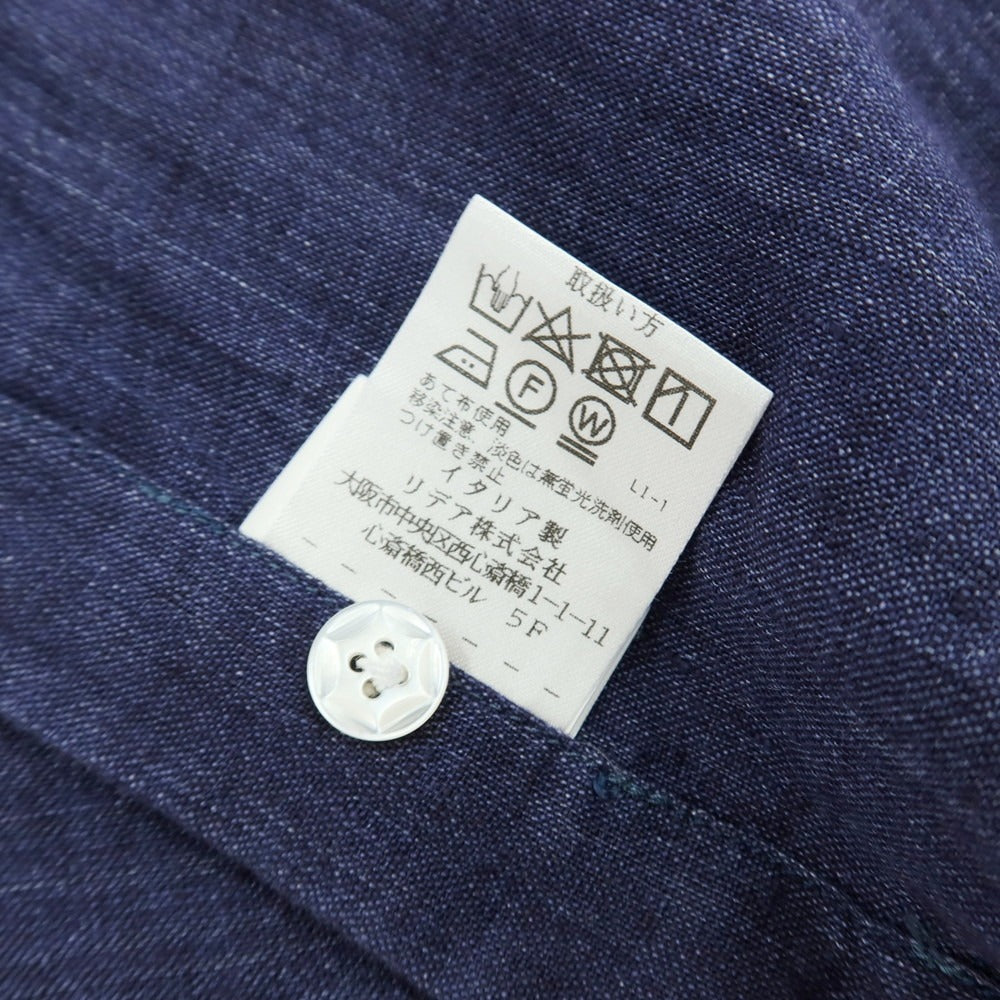 【中古】バルバ ダンディライフ BARBA DANDY LIFE リネン 半袖シャツ ライトネイビー【サイズ37】【 状態ランクC 】【 メンズ 】