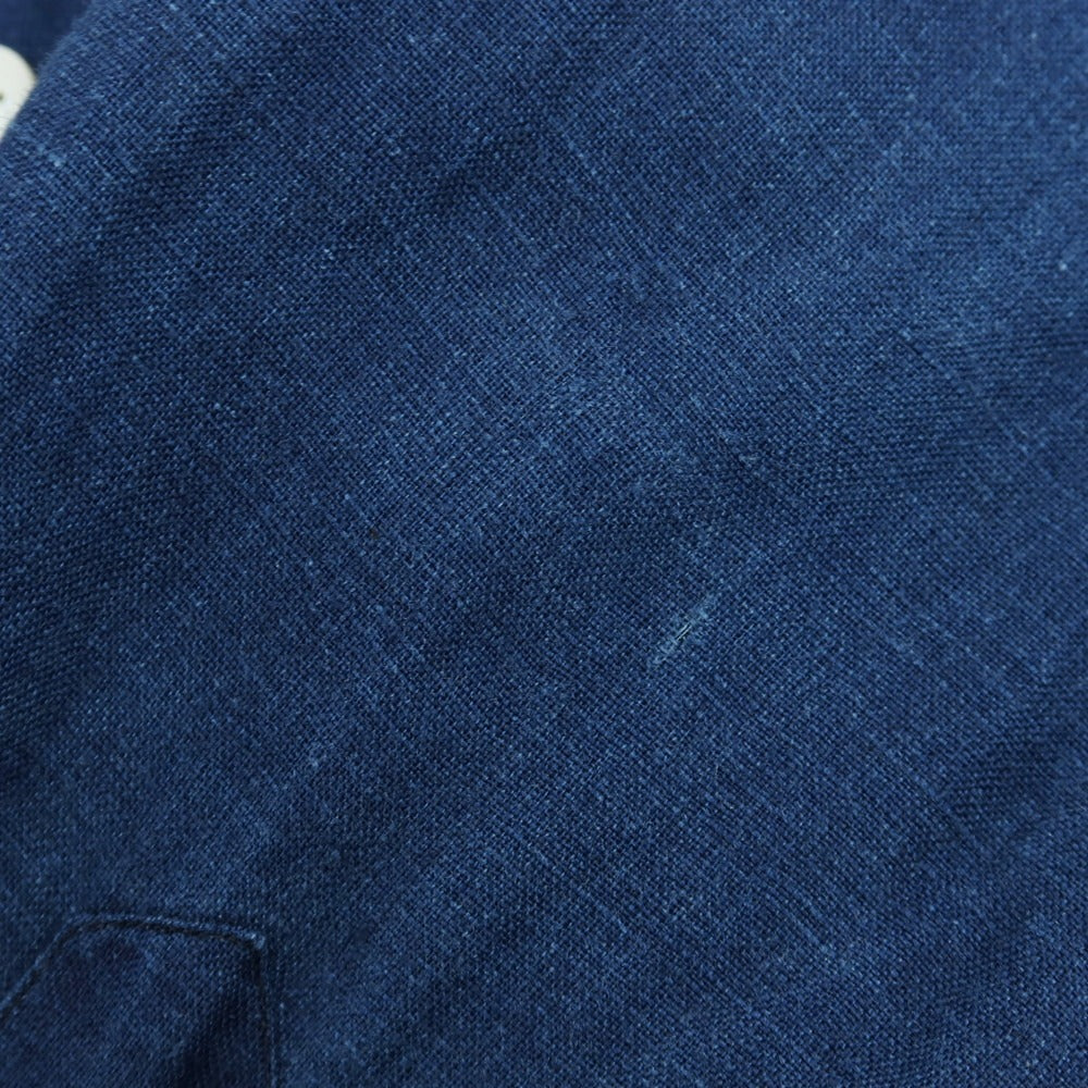 【中古】フィナモレ Finamore リネン カジュアルシャツ ブルーネイビー【サイズ37】【 状態ランクC 】【 メンズ 】