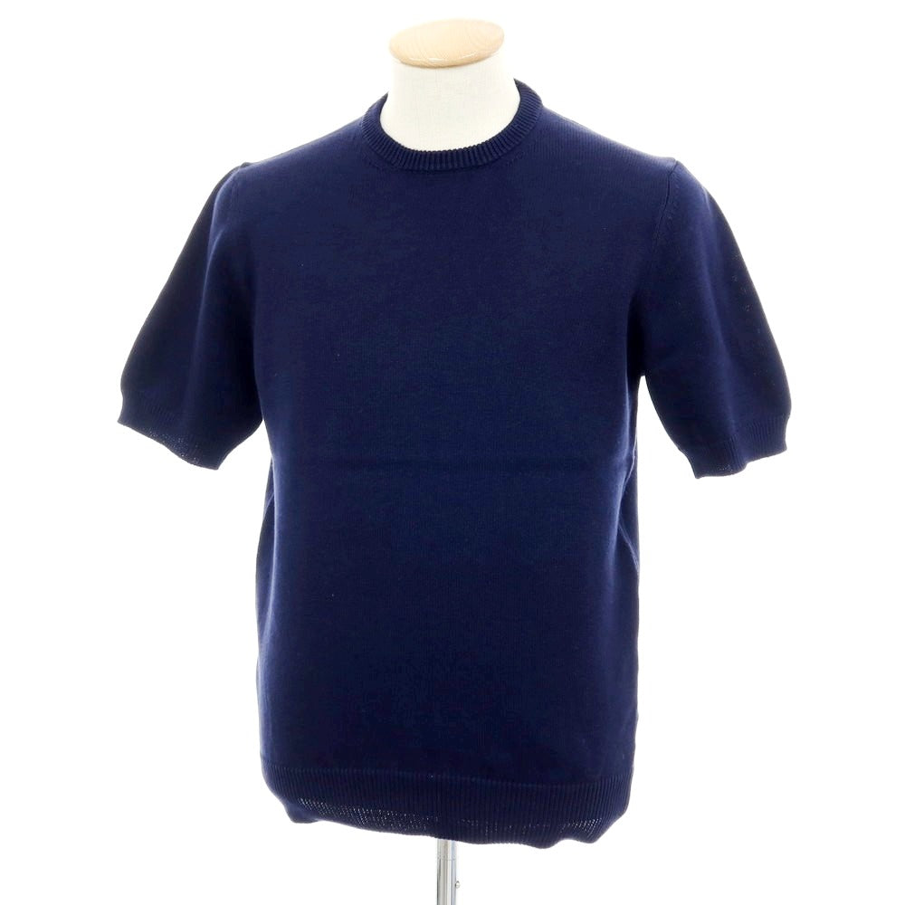 【中古】アレッサンドロルッピ Alessandro Luppi コットン 半袖クルーネックニット ネイビー【 46 】【 状態ランクA 】【 メンズ 】