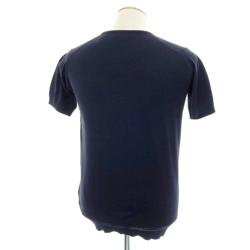 【中古】ジョンスメドレー JOHN SMEDLEY ハイゲージ コットン Vネック 半袖 プルオーバーニット ダークネイビー【 S 】【 状態ランクB 】【 メンズ 】