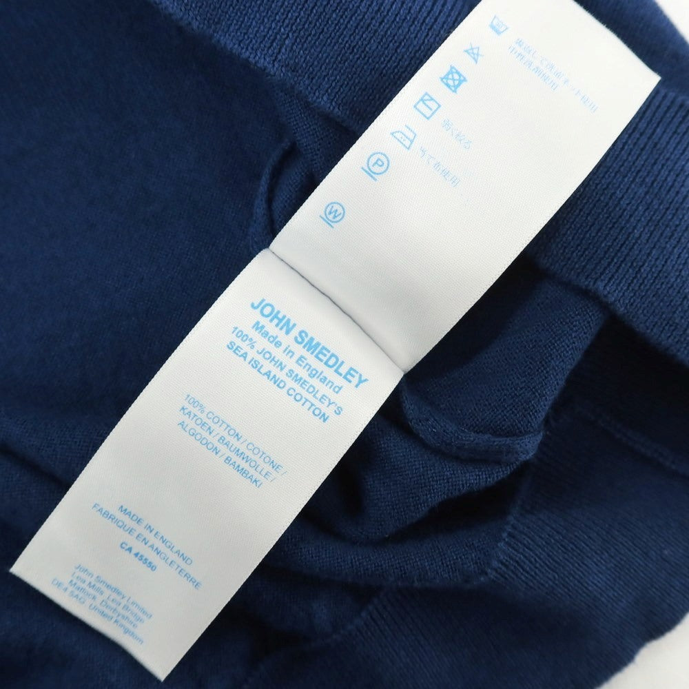 【中古】ジョンスメドレー JOHN SMEDLEY ハイゲージ コットン Vネック 半袖 プルオーバーニット ダークブルー系【 S 】【 状態ランクB 】【 メンズ 】