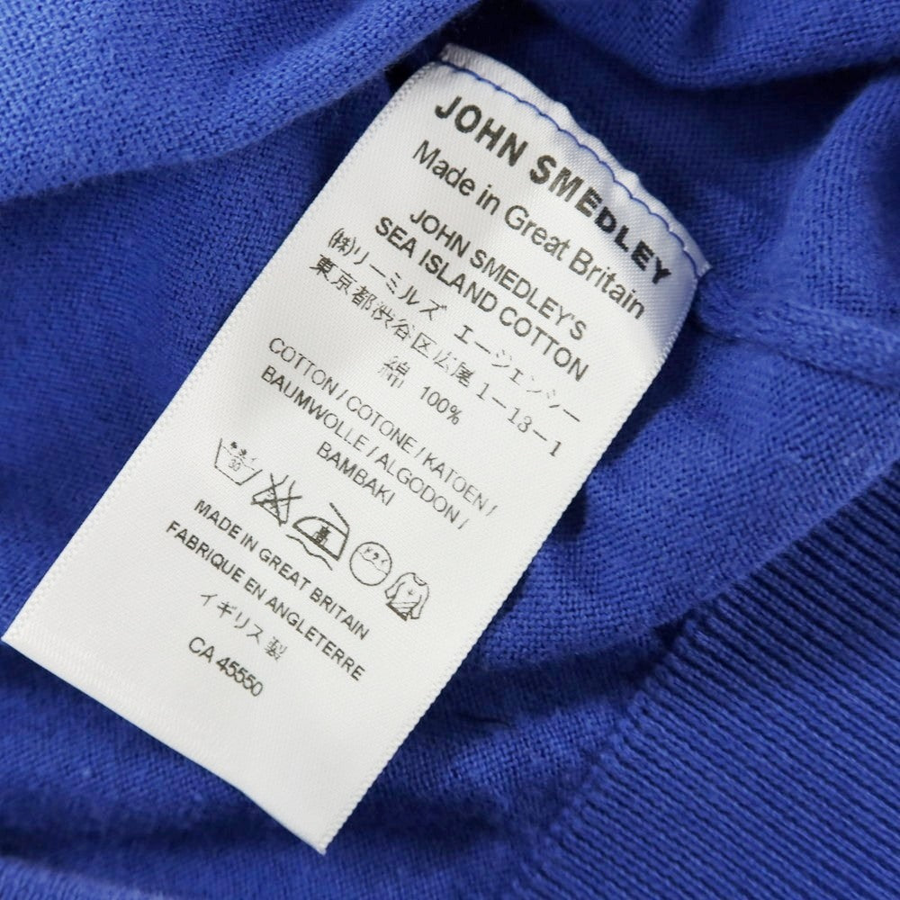 【中古】ジョンスメドレー JOHN SMEDLEY ハイゲージ コットン Vネック 半袖 プルオーバーニット スマルトブルー【 S 】【 状態ランクC 】【 メンズ 】