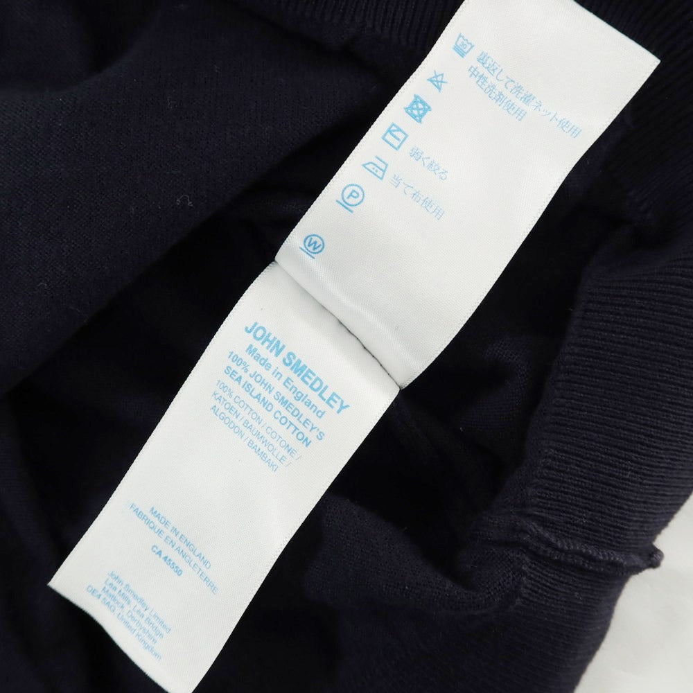 【中古】ジョンスメドレー JOHN SMEDLEY ハイゲージ コットン Vネック 半袖 プルオーバーニット ダークネイビー【 S 】【 状態ランクC 】【 メンズ 】