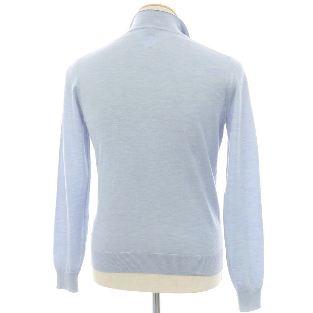 【中古】セッテフィーリ カシミア Settefili Cashmere ハイゲージ カシミヤシルク スタンドカラー カーディガン ライトブルー【 44 】【 状態ランクB 】【 メンズ 】