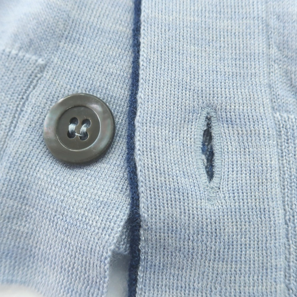 【中古】セッテフィーリ カシミア Settefili Cashmere ハイゲージ カシミヤシルク スタンドカラー カーディガン ライトブルー【 44 】【 状態ランクB 】【 メンズ 】