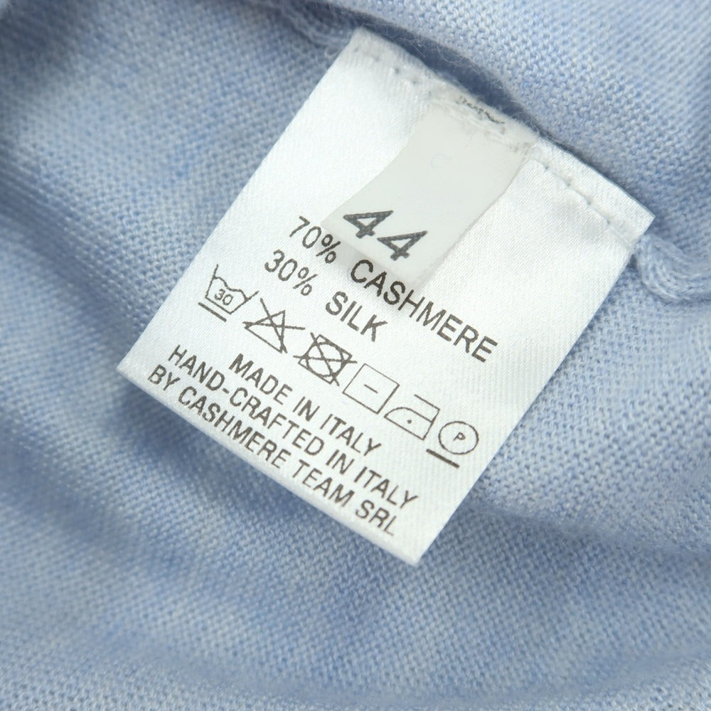 【中古】セッテフィーリ カシミア Settefili Cashmere ハイゲージ カシミヤシルク スタンドカラー カーディガン ライトブルー【 44 】【 状態ランクB 】【 メンズ 】
