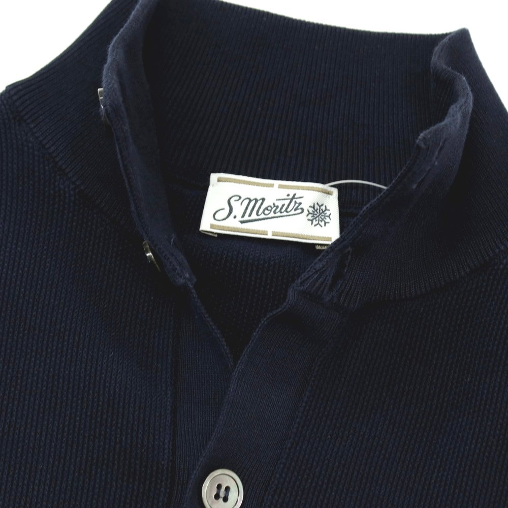 【中古】サンモリッツ S.MORITZ コットン スタンドカラー カーディガン ネイビー【 44 】【 状態ランクB 】【 メンズ 】