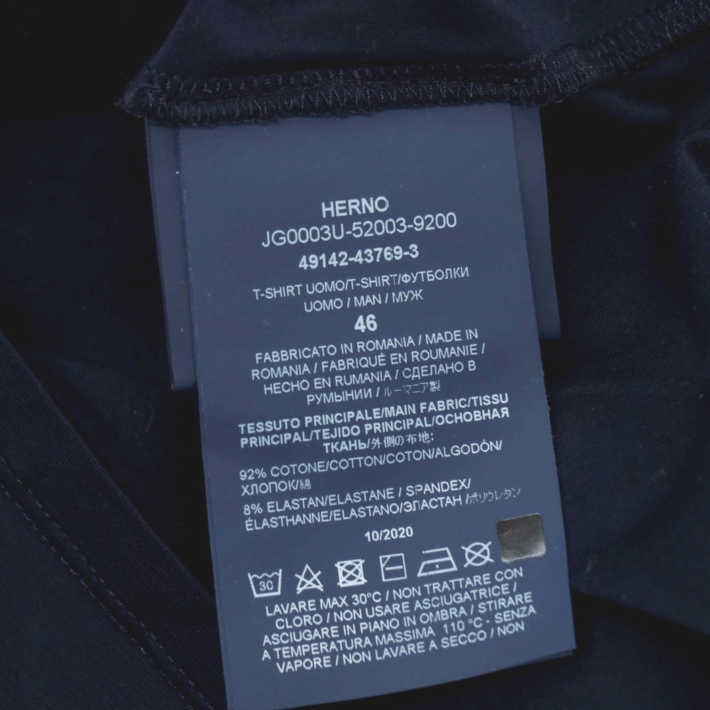 【中古】ヘルノ Herno コットンポリウレタン クルーネック 半袖Tシャツ ネイビー【 46 】【 状態ランクB 】【 メンズ 】