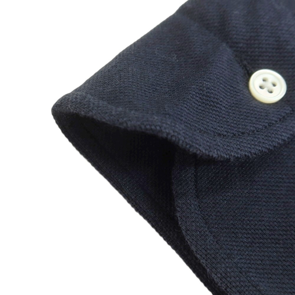 【中古】チェント ペル チェント Cento Per Cento コットンポリエステル 鹿の子 スキッパー 長袖ポロシャツ ネイビー【 S 】【 状態ランクB 】【 メンズ 】