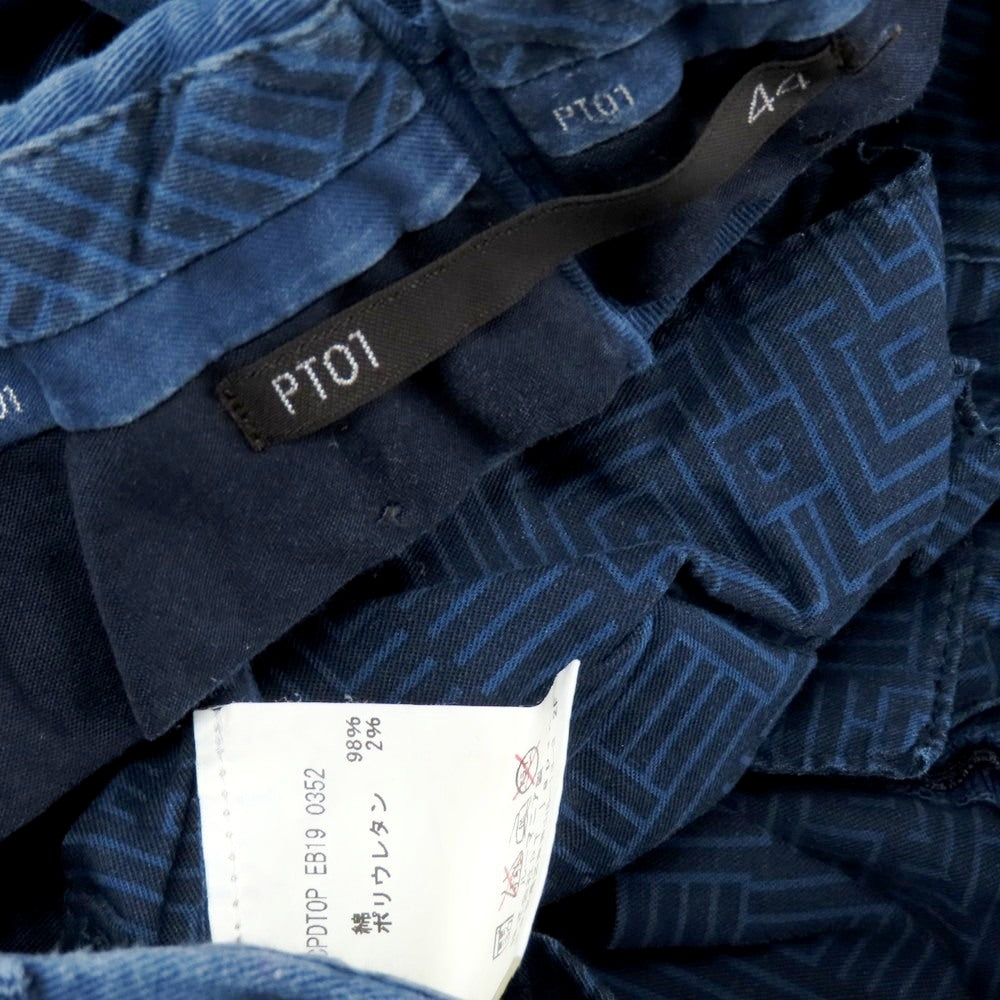 【中古】ピーティーゼロウーノ PT01 OPTICAL ストレッチ コットン カジュアルスラックスパンツ ライトネイビー【 44 】【 状態ランクC 】【 メンズ 】