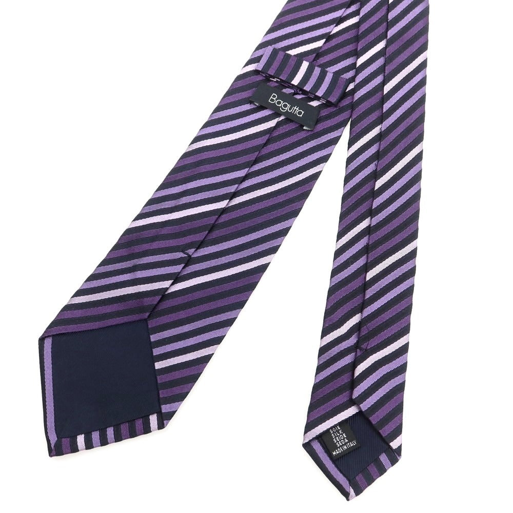 【中古】バグッタ Bagutta シルク ストライプ柄ネクタイ パープルxブラック【 状態ランクA 】【 メンズ 】