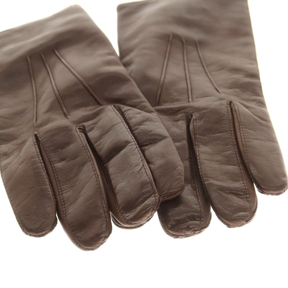 【中古】パルテノペア グァンティ PARTENOPEA GUANTI レザー ウールライニング 手袋 グローブ ダークブラウンxブルー系【 8 】【 状態ランクB 】【 メンズ 】