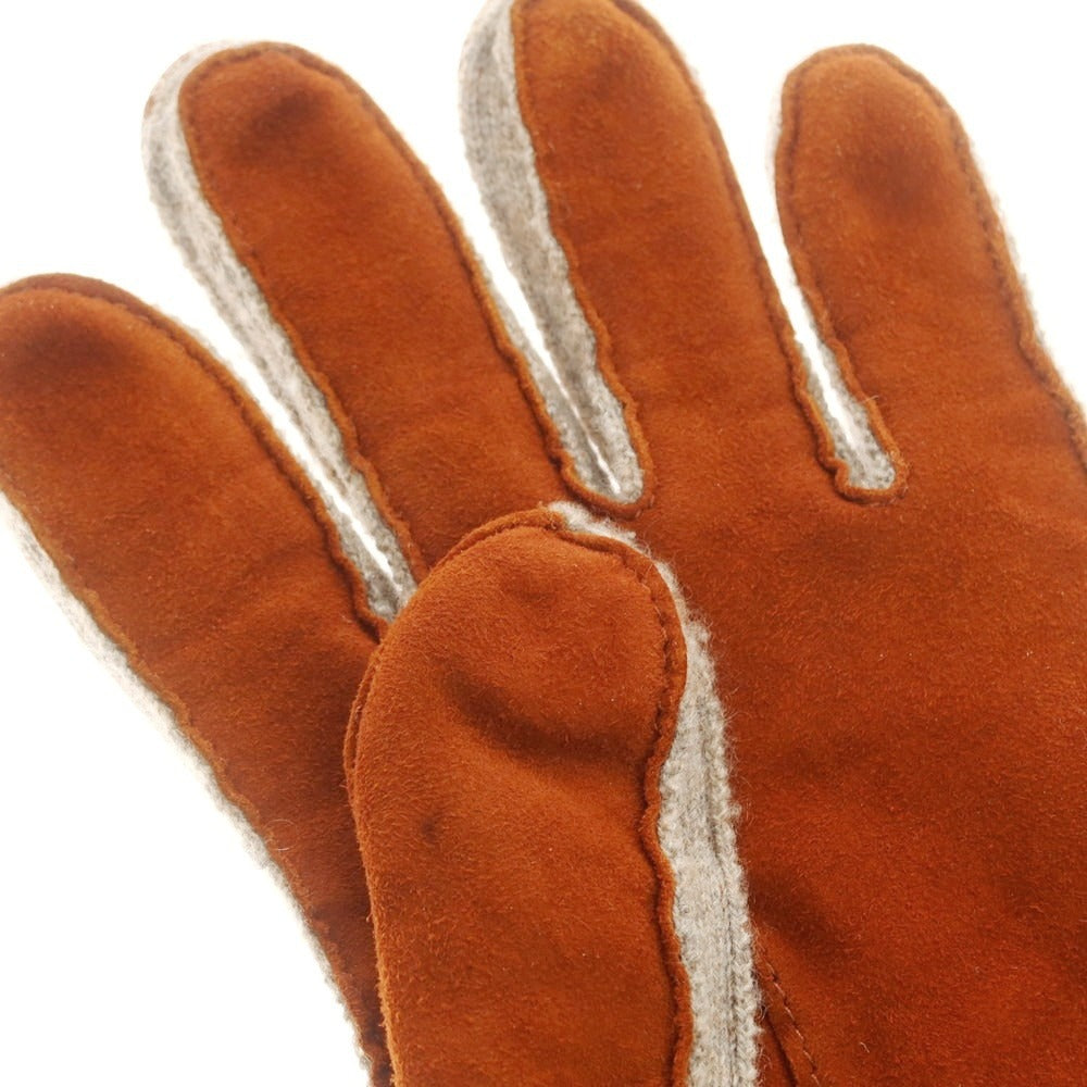 【中古】マッツォレーニ MAZZOLENI スエード カシミヤ 手袋 グローブ ブラウンxベージュ【 7 1/2 】【 状態ランクB 】【 メンズ 】