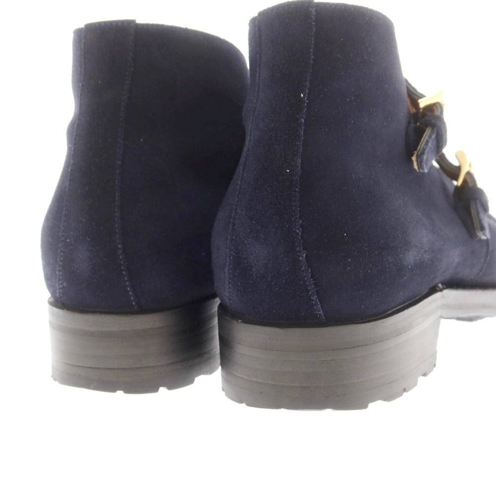 【中古】フラテッリジャコメッティ F.LLI Giacometti スエード ダブルモンク ブーツ ネイビー【 401/2 】【 状態ランクB 】【 メンズ 】