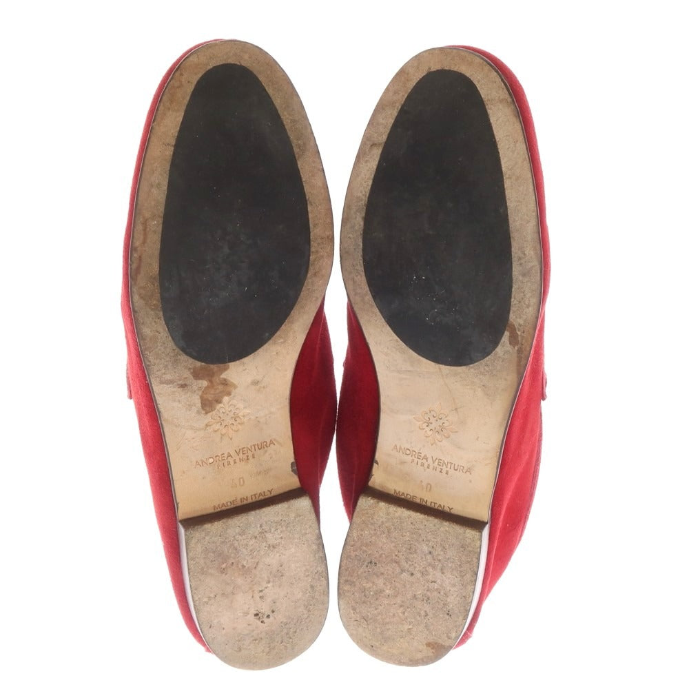 【中古】アンドレアヴェンチューラ ANDREA VENTURA スエード コインローファー レッド【 40 】【 状態ランクB 】【 メンズ 】