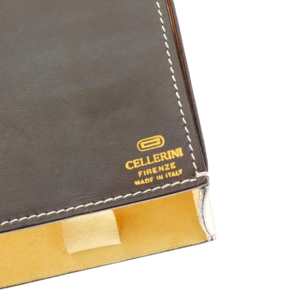 【中古】チェレリーニ CELLERINI レザーボックスティッシュケース ダークブラウン【 状態ランクB 】【 メンズ 】