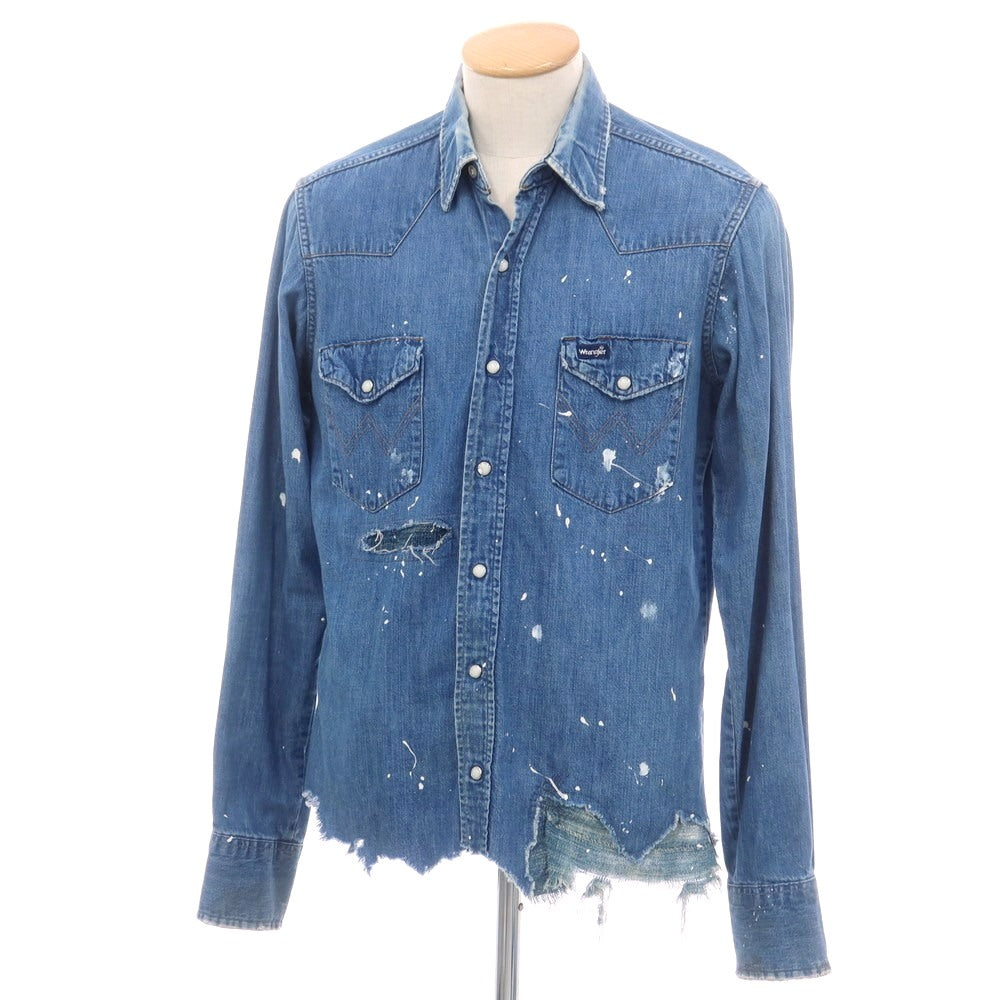 【中古】リベアバイジョンブル rebear by Johnbull Wrangler リメイク デニム ウエスタンシャツ ブルー【 F 】【 状態ランクC 】【 メンズ 】