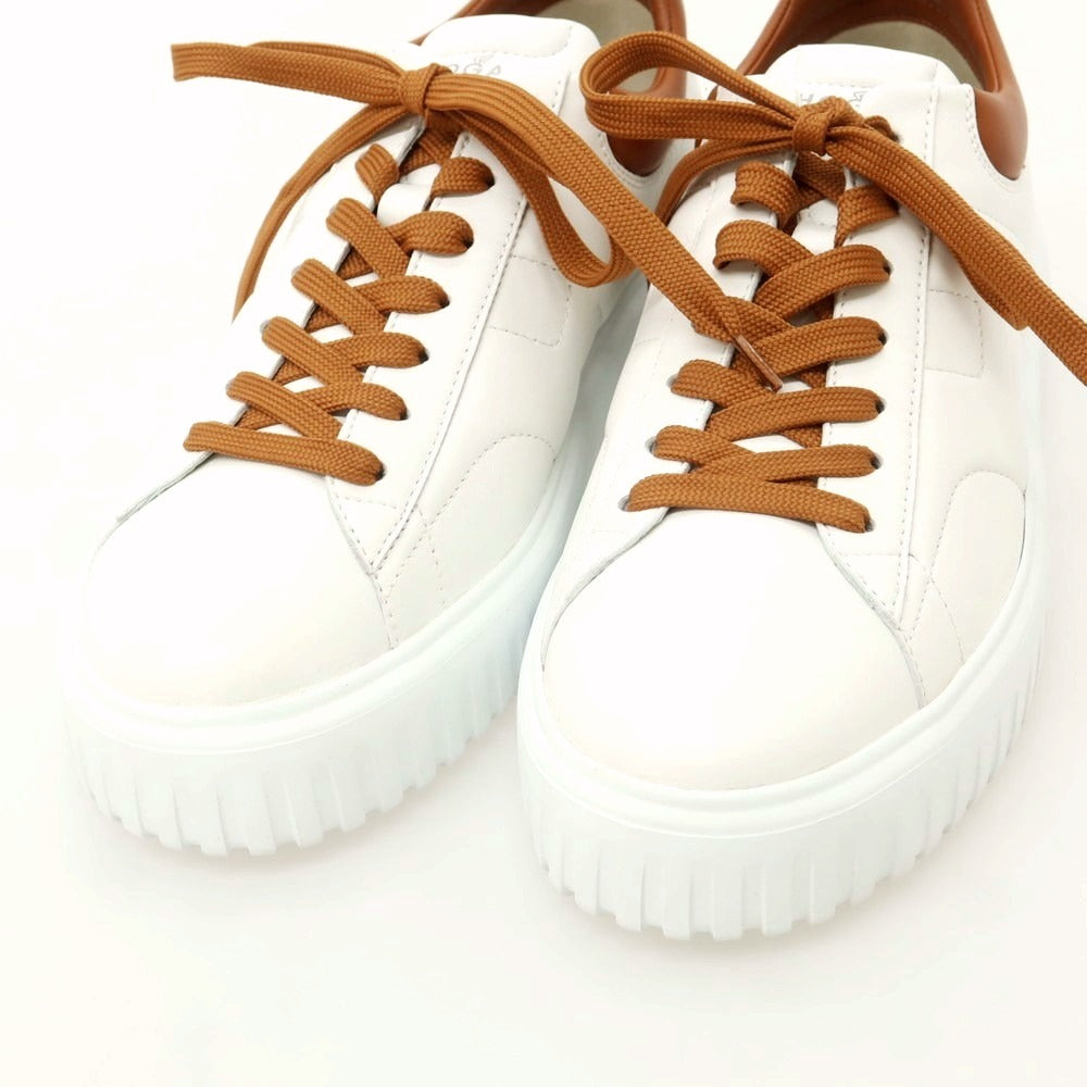 【中古】【未使用】ホーガン Hogan レザー スニーカー ホワイトxブラウン【 8 】【 状態ランクS 】【 メンズ 】