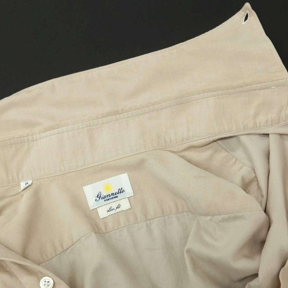 【中古】ジャンネット giannetto コットン 細畝コーデュロイ ボタンダウン カジュアルシャツ ベージュ【 38 】【 状態ランクC 】【 メンズ 】
