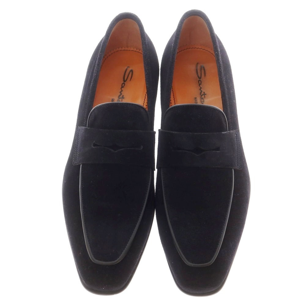 【中古】サントーニ Santoni スエード コインローファー ネイビー【 UK5 】【 状態ランクB 】【 メンズ 】
