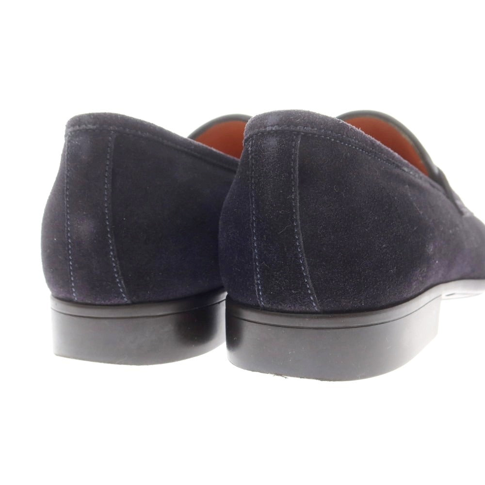 【中古】サントーニ Santoni スエード コインローファー ネイビー【 UK5 】【 状態ランクB 】【 メンズ 】