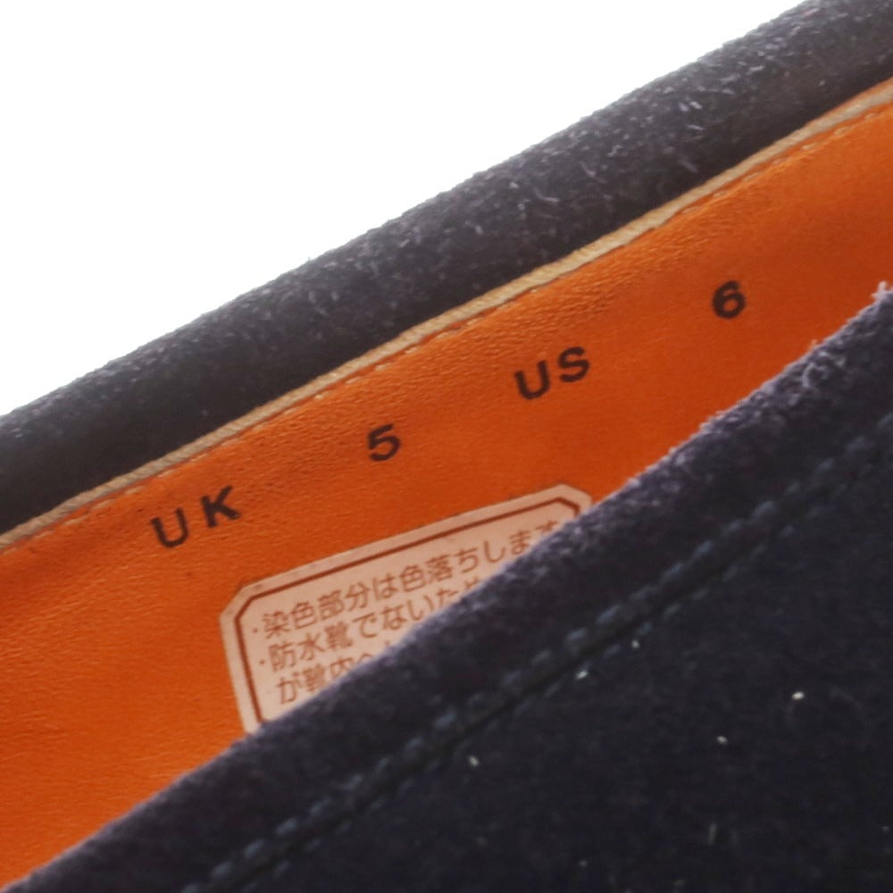 【中古】サントーニ Santoni スエード コインローファー ネイビー【 UK5 】【 状態ランクB 】【 メンズ 】