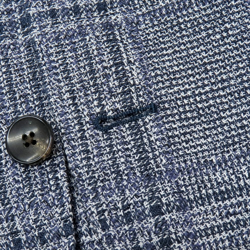 【中古】ラルディーニ LARDINI リネンウール チェック テーラードジャケット ネイビーxホワイト【 46 】【 状態ランクB 】【 メンズ 】