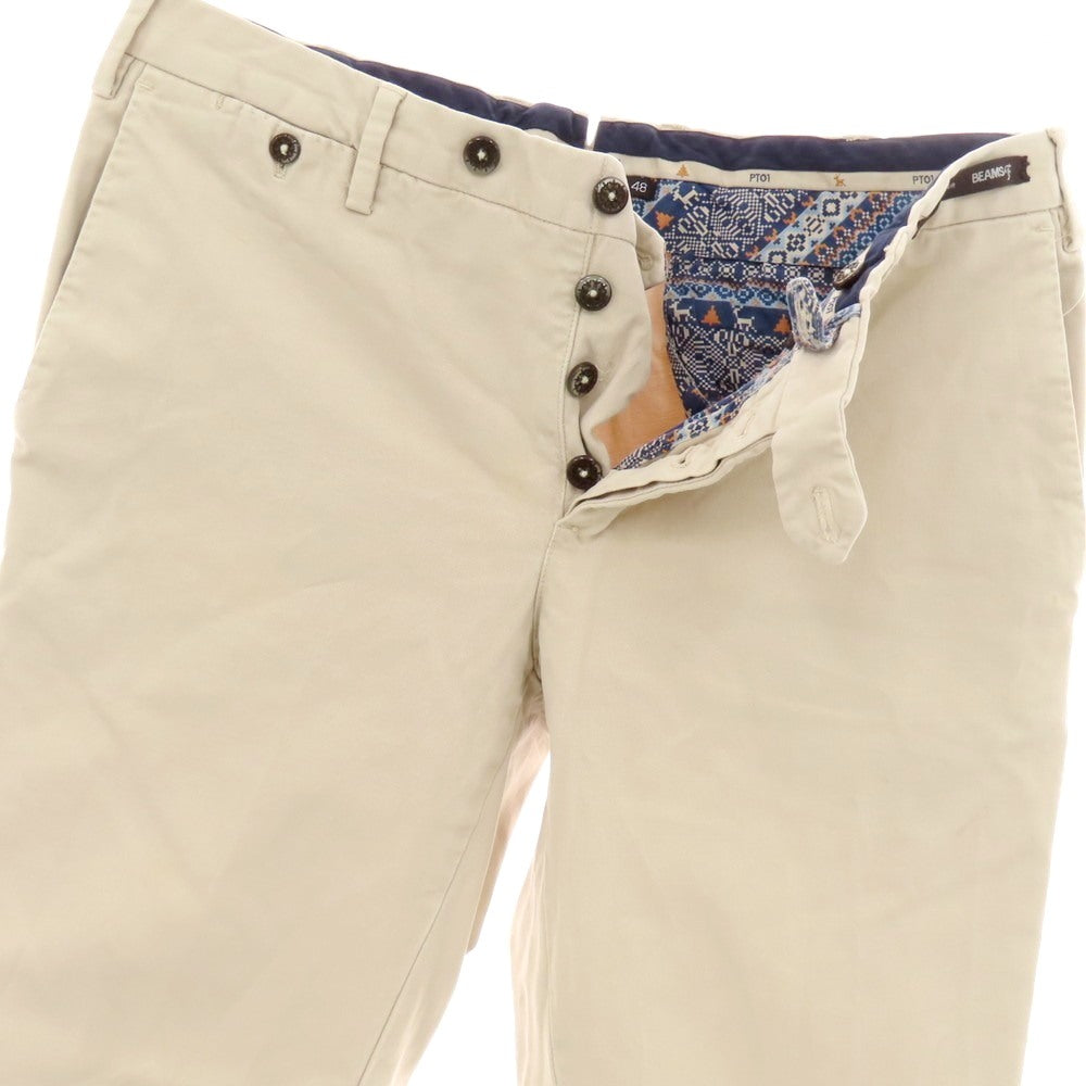 【中古】ピーティーゼロウーノ PT01 BEAMS F別注 FJORD ストレッチ コットン カジュアルスラックスパンツ ベージュ【 48 】【 状態ランクC 】【 メンズ 】