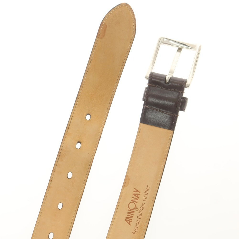 【中古】シップス SHIPS フレンチカーフ ベルト ダークブラウン【 85 】【 状態ランクC 】【 メンズ 】