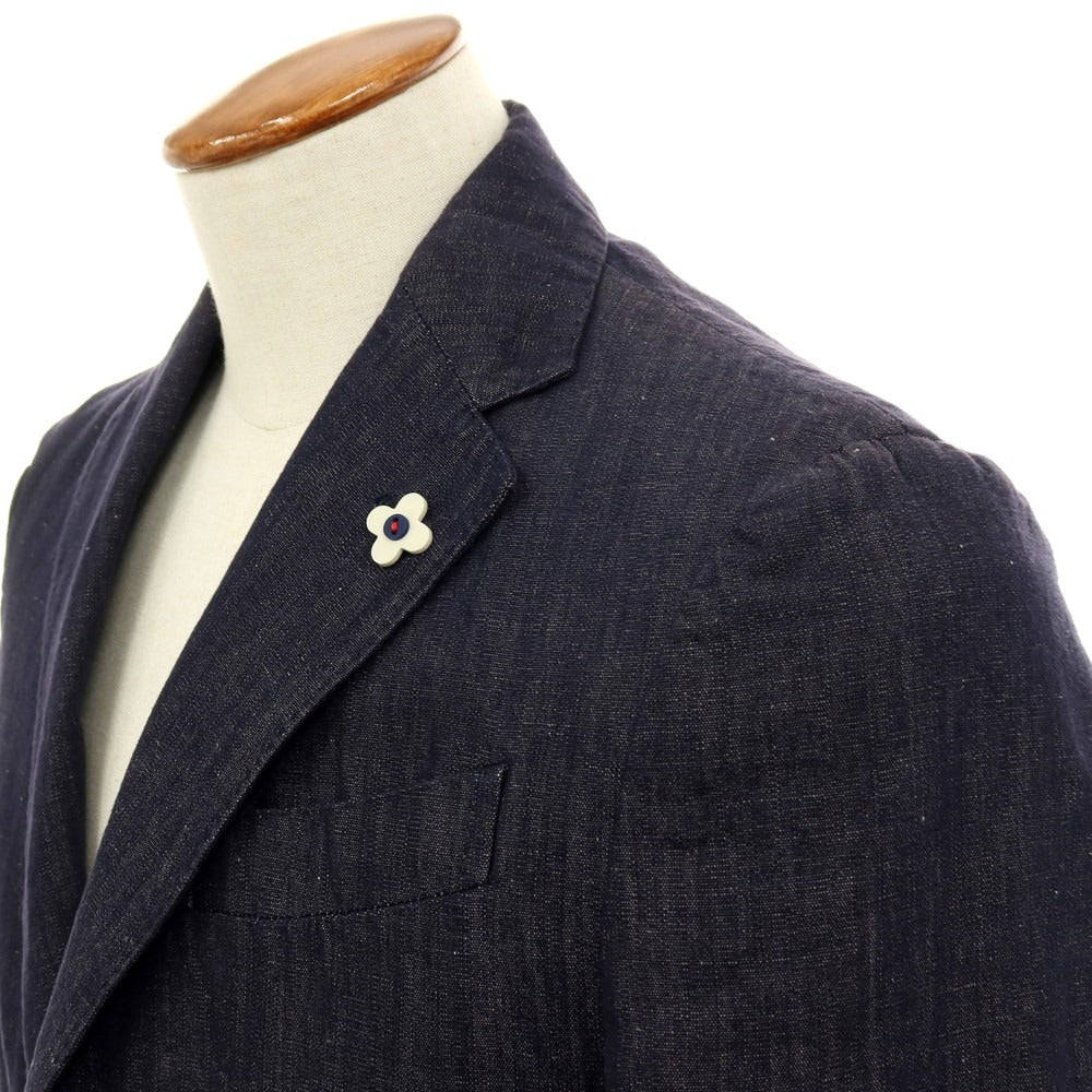 【中古】ラルディーニ LARDINI コットンリネン 3つボタンスーツ ネイビー【サイズ46】【 状態ランクB 】【 メンズ 】