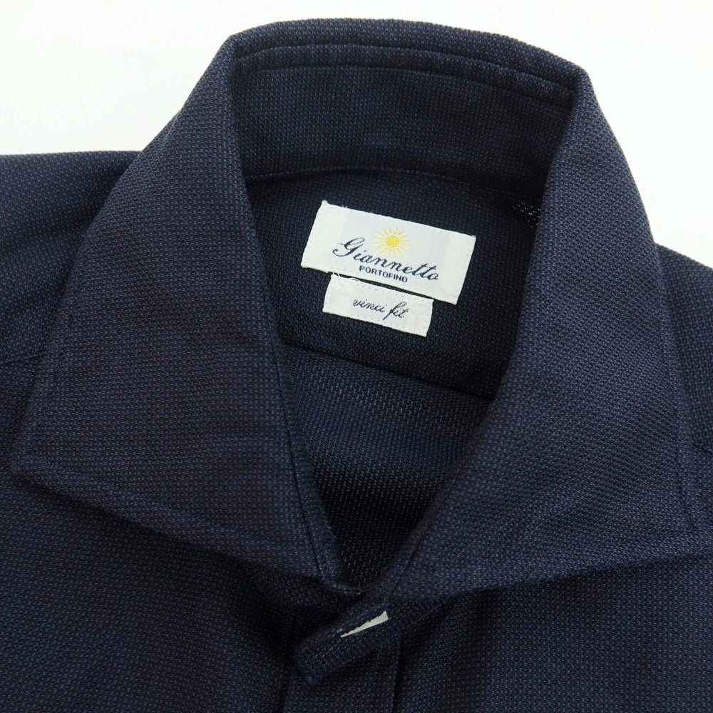 【中古】ジャンネット giannetto コットン ドレスシャツ ネイビー【サイズXS】【 状態ランクB 】【 メンズ 】