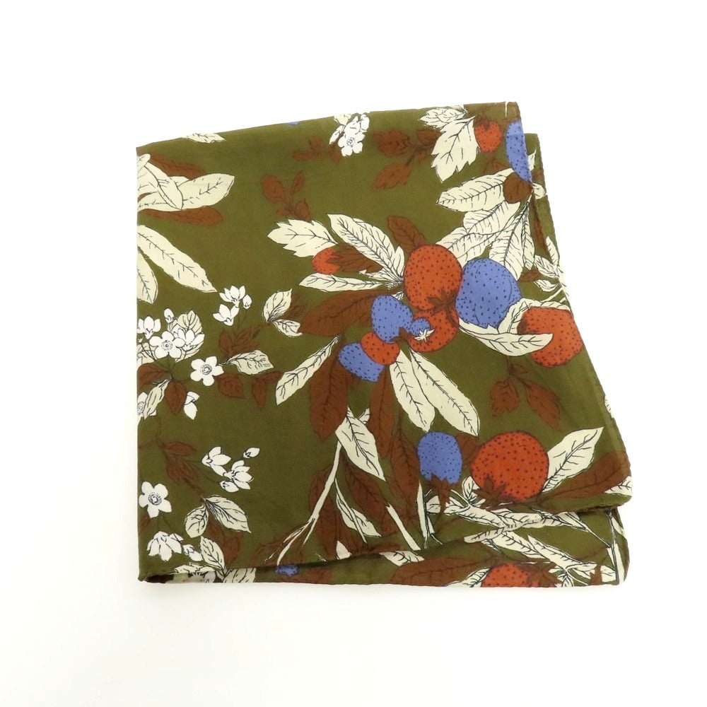 【中古】フマガッリ Fumagalli コットン プリント スカーフ オリーブxブラウン【 状態ランクB 】【 メンズ 】