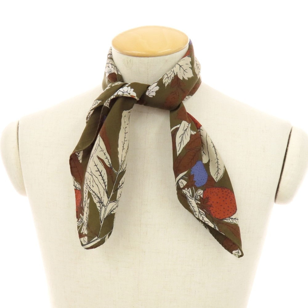 【中古】フマガッリ Fumagalli コットン プリント スカーフ オリーブxブラウン【 状態ランクB 】【 メンズ 】