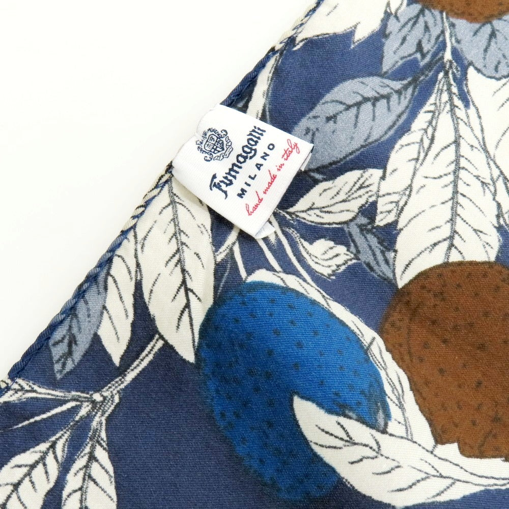 【中古】フマガッリ Fumagalli コットンシルク プリント スカーフ ネイビーxグレージュ【 状態ランクB 】【 メンズ 】