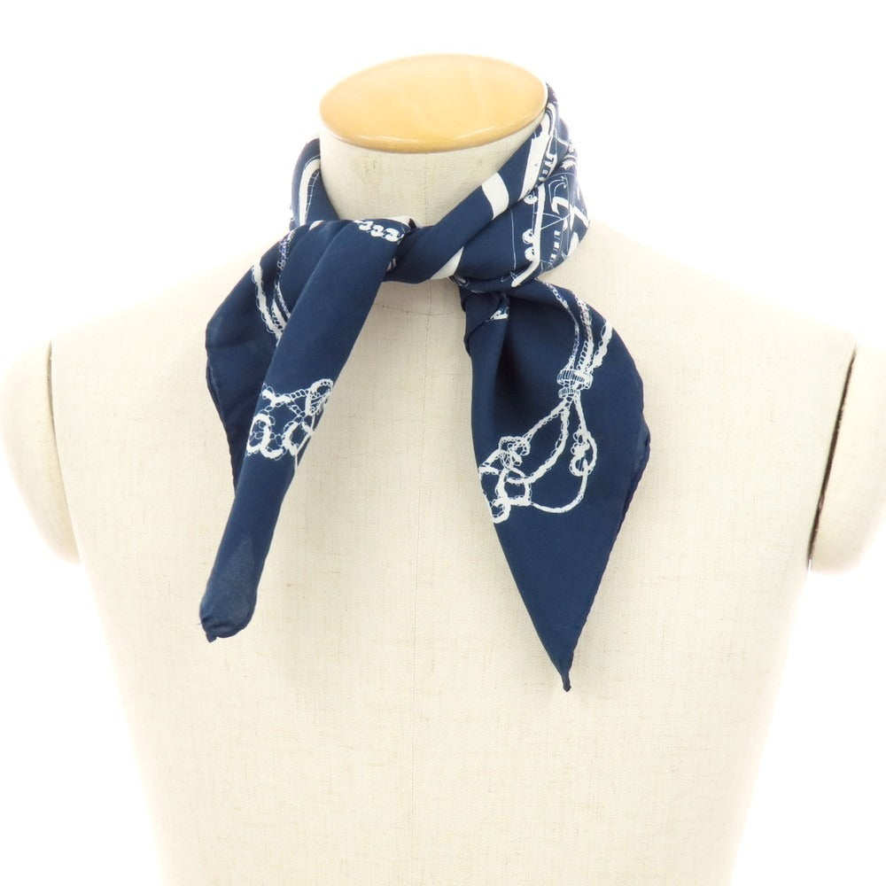【中古】フマガッリ Fumagalli コットン プリント スカーフ ネイビーxホワイト【 状態ランクB 】【 メンズ 】