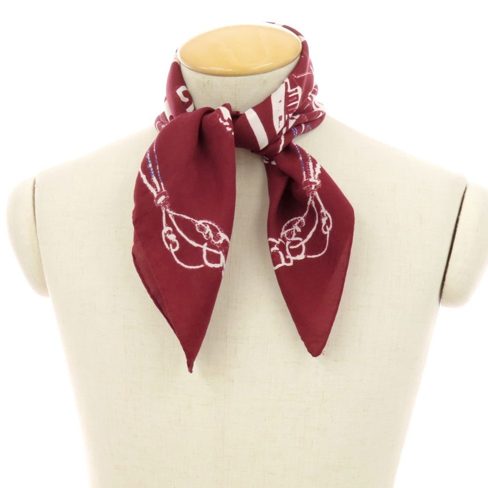 【中古】フマガッリ Fumagalli コットン プリント スカーフ ワインレッド【 ホワイト 】【 状態ランクB 】【 メンズ 】