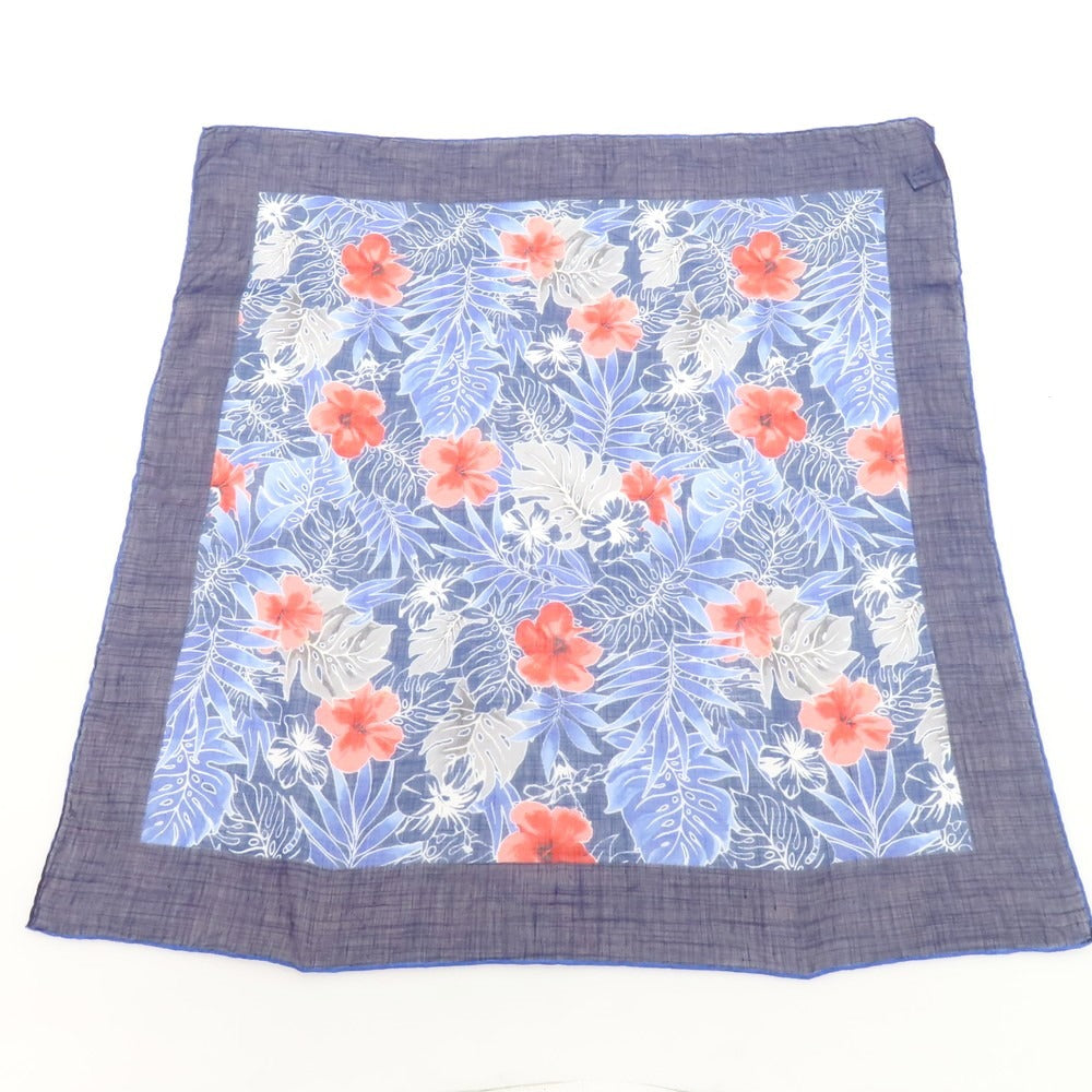 【中古】ヴィンセンツォミオッツァ Vincenzo Miozza コットンシルク プリント スカーフ ネイビーxレッド【 状態ランクB 】【 メンズ 】