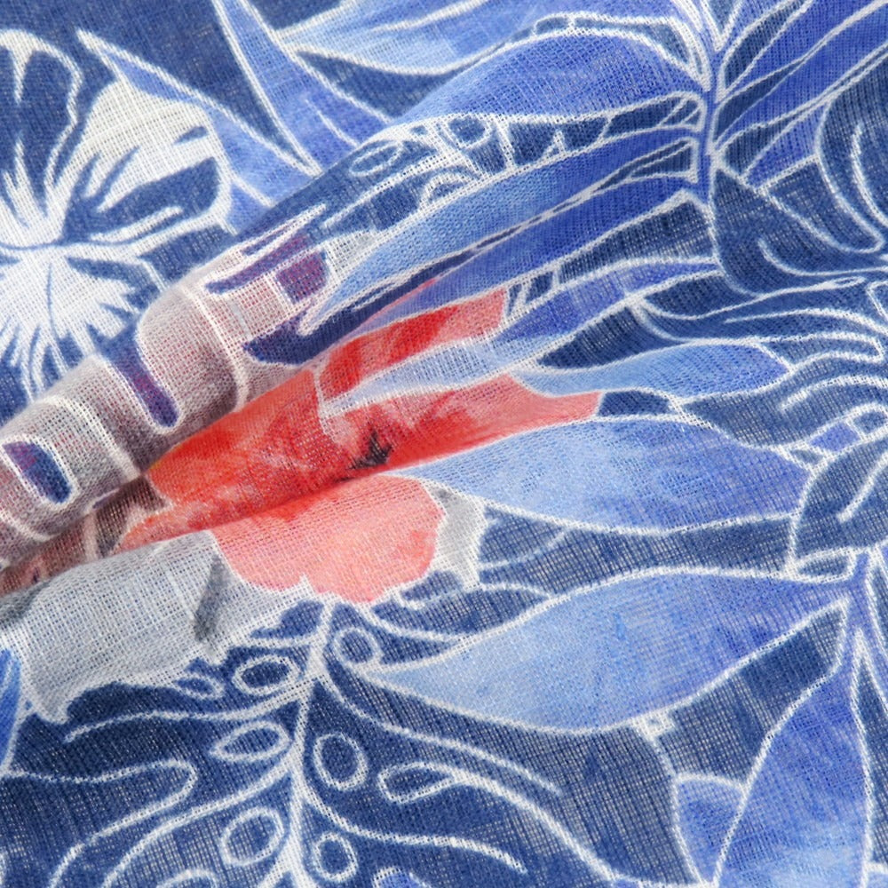 【中古】ヴィンセンツォミオッツァ Vincenzo Miozza コットンシルク プリント スカーフ ネイビーxレッド【 状態ランクB 】【 メンズ 】