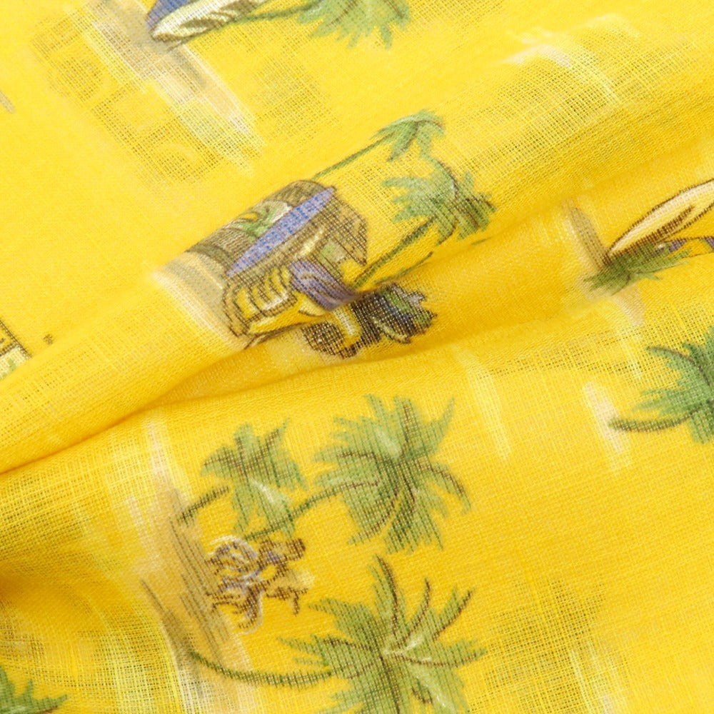 【中古】ヴィンセンツォミオッツァ Vincenzo Miozza コットンシルク プリント スカーフ オレンジイエローxグリーン【 状態ランクB 】【 メンズ 】