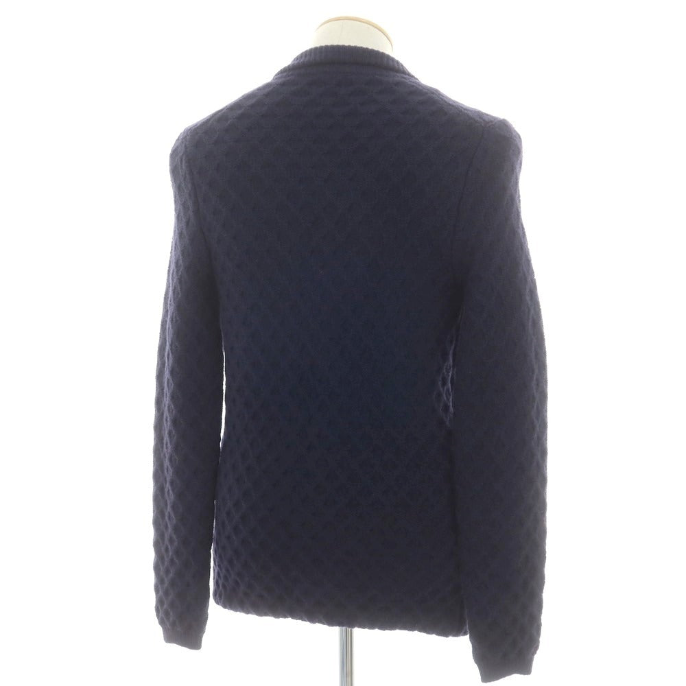 【中古】ドルモア DRUMOHR ミドルゲージウール ケーブル編み ニットジャケット ネイビー【 42 】【 状態ランクB 】【 メンズ 】