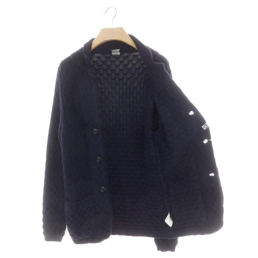 【中古】ドルモア DRUMOHR ミドルゲージウール ケーブル編み ニットジャケット ネイビー【 42 】【 状態ランクB 】【 メンズ 】