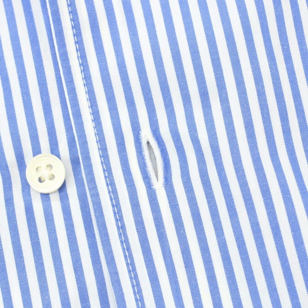 【中古】バーニーズニューヨーク BARNEYS NEWYORK コットン ストライプ イタリアンカラー BD ドレスシャツ ブルーxホワイト【 40 】【 状態ランクB 】【 メンズ 】