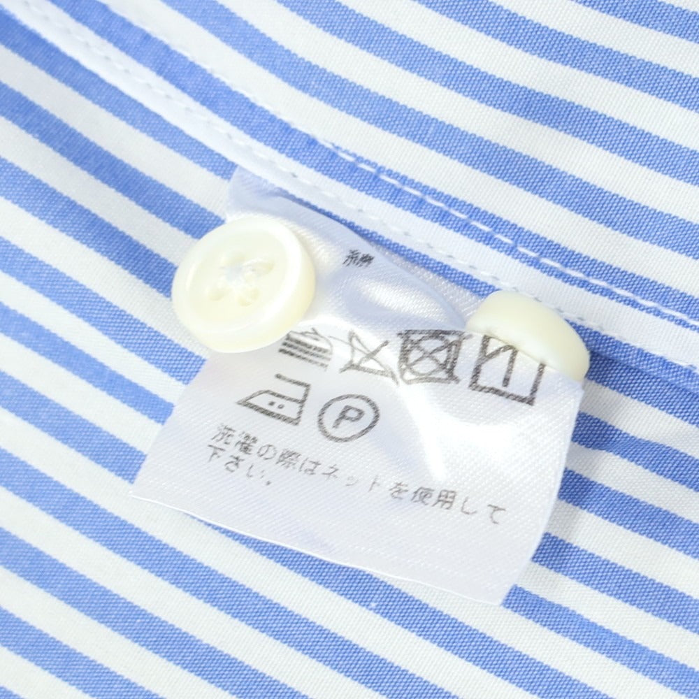 【中古】バーニーズニューヨーク BARNEYS NEWYORK コットン ストライプ イタリアンカラー BD ドレスシャツ ブルーxホワイト【 40 】【 状態ランクB 】【 メンズ 】
