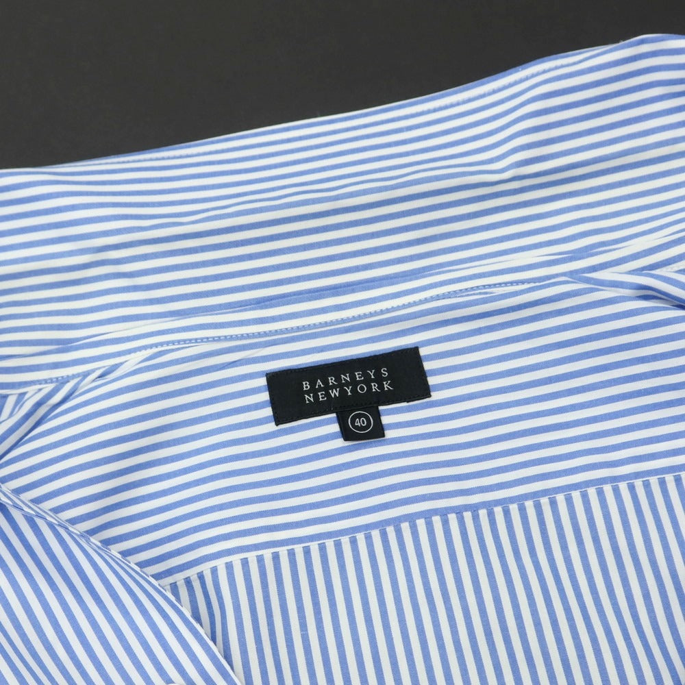【中古】バーニーズニューヨーク BARNEYS NEWYORK コットン ストライプ イタリアンカラー BD ドレスシャツ ブルーxホワイト【 40 】【 状態ランクB 】【 メンズ 】