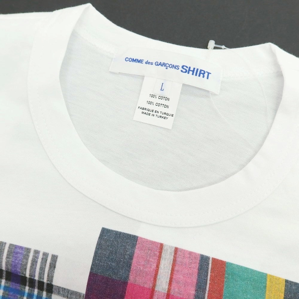 【中古】コムデギャルソンシャツ COMME des GARCONS SHIRT 2025年春夏 コットン クルーネック 半袖Tシャツ ホワイト【サイズL】【 状態ランクB 】【 メンズ 】