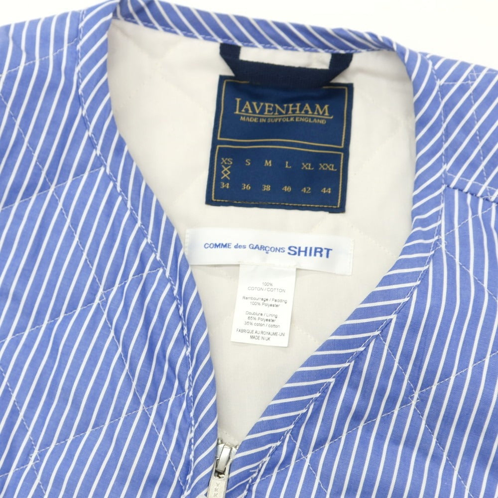 【中古】コムデギャルソンシャツ COMME des GARCONS SHIRT × LAVENHAM 2025年春夏 コットン キルティングベスト ブルーxホワイト【 XS 】【 状態ランクA 】【 メンズ 】