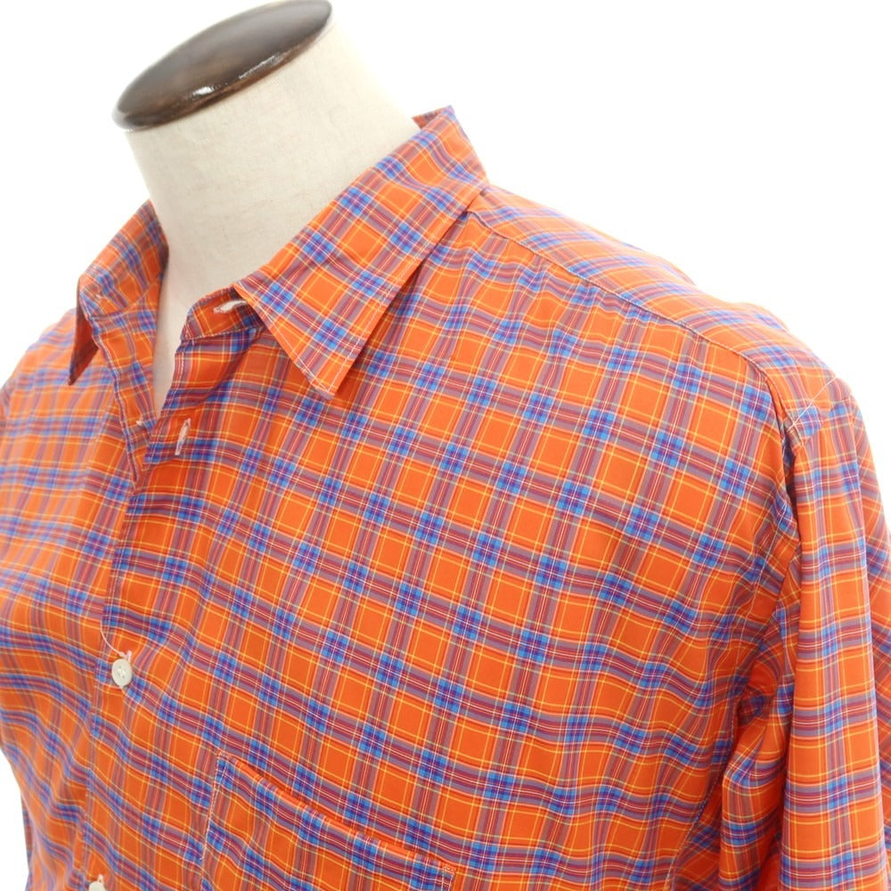 【中古】コムデギャルソンシャツ COMME des GARCONS SHIRT 2025年春夏 コットン チェック アシンメトリー レギュラーカラー カジュアルシャツ オレンジxブルー【 XL 】【 状態ランクA 】【 メンズ 】