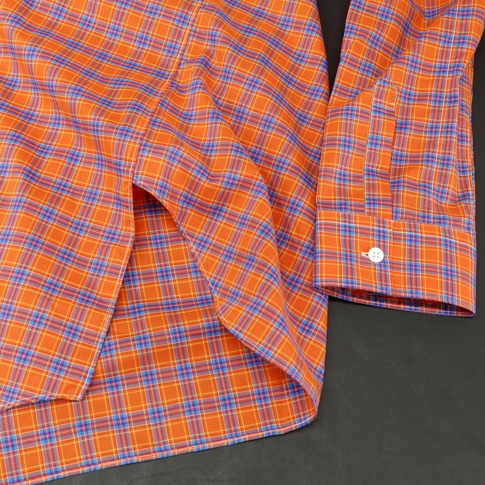 【中古】コムデギャルソンシャツ COMME des GARCONS SHIRT 2025年春夏 コットン チェック アシンメトリー レギュラーカラー カジュアルシャツ オレンジxブルー【 XL 】【 状態ランクA 】【 メンズ 】